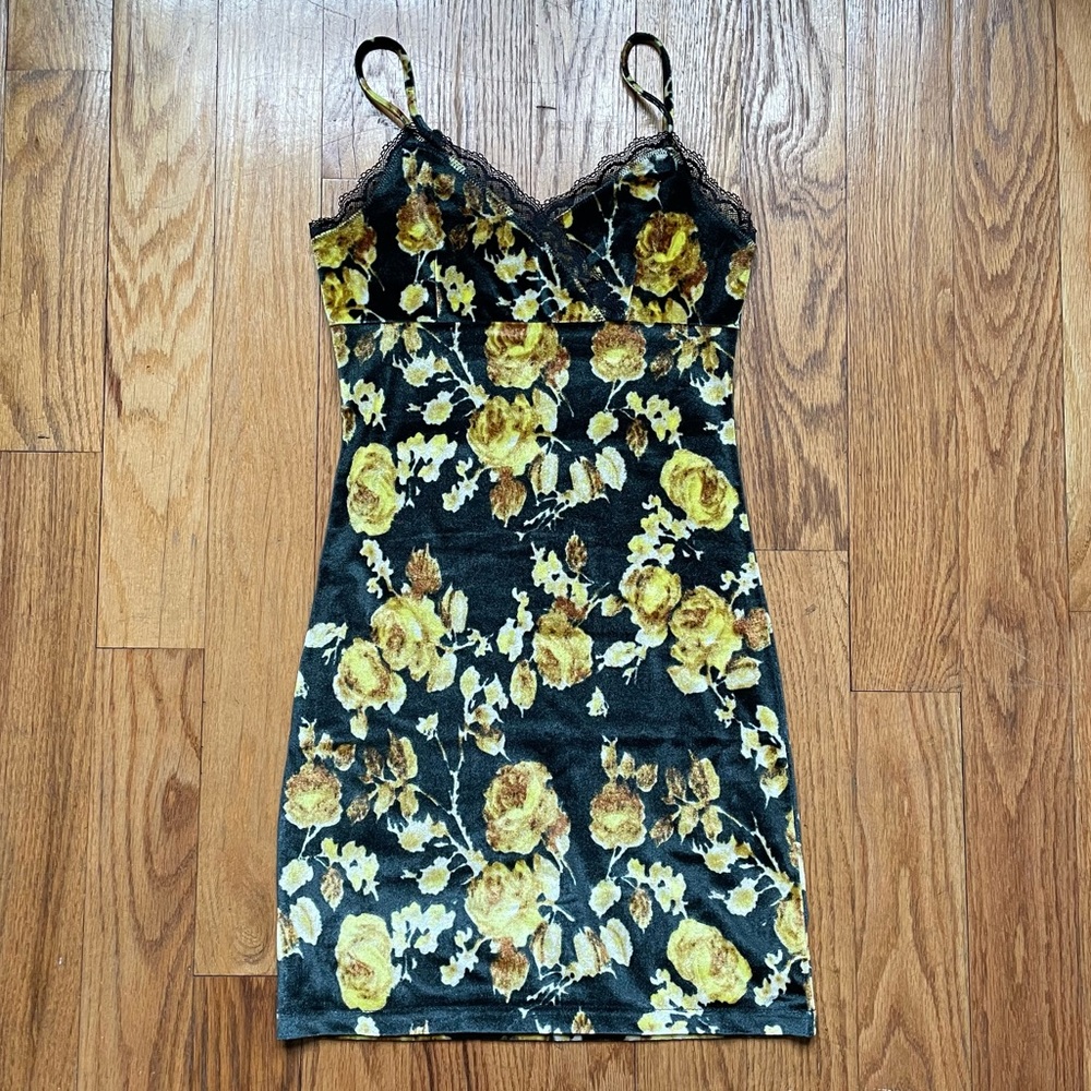 Urban Outfitters Velvet Floral Mini Dress